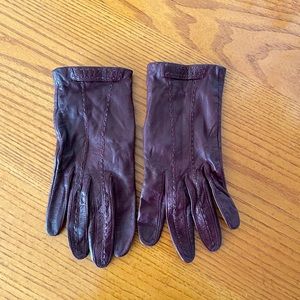 Burgundy leather gloves